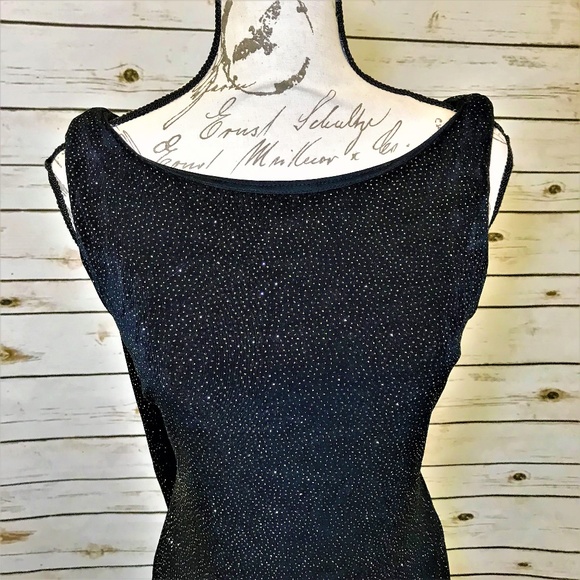 SOLD 😥 Vintage Pinup Cocktail Black Sparkle Dress - Picture 2 of 8